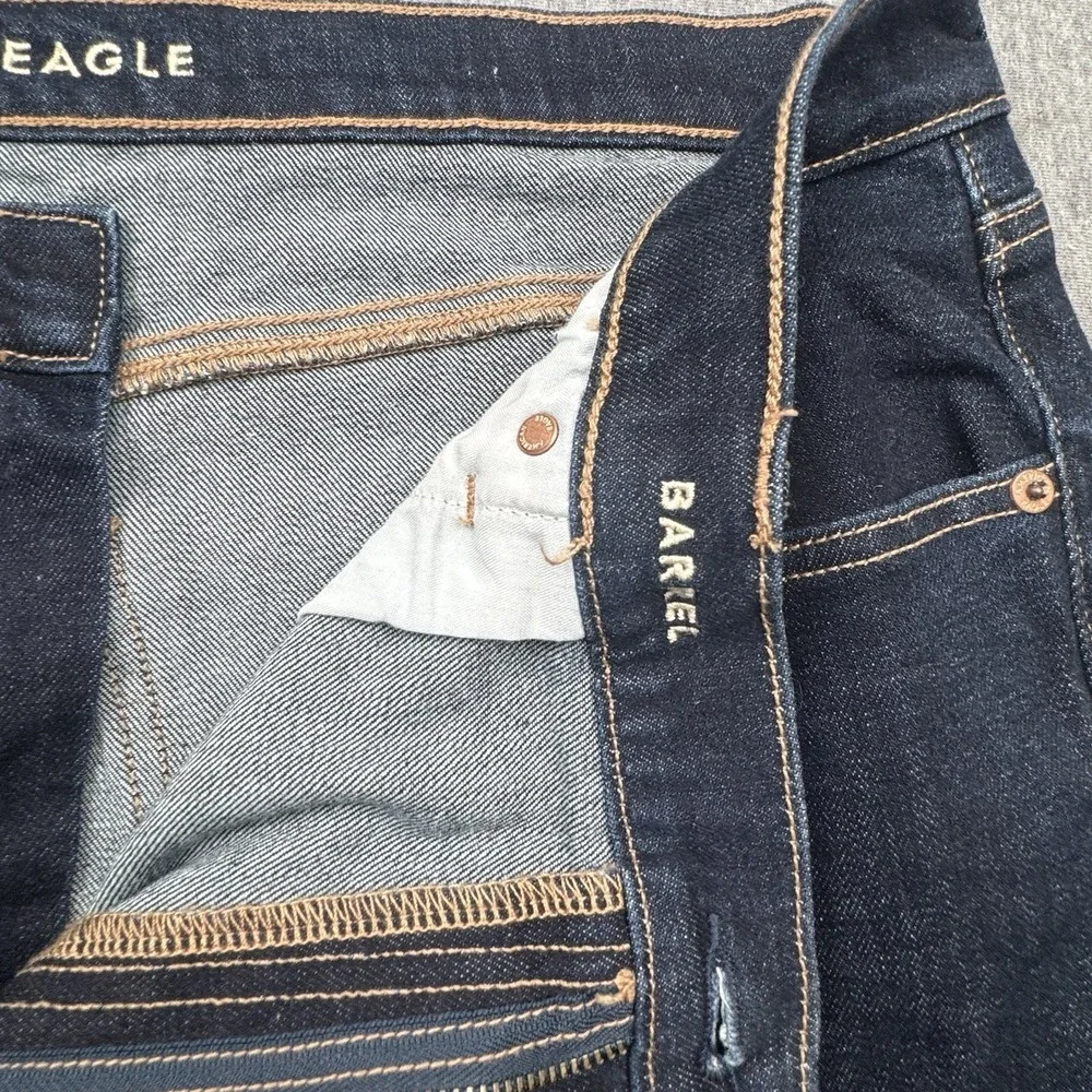 American Eagle‎ Womens Jeans Barrel Sz 18 Fit 40x28 Blue Dark Wash Denim Stretch